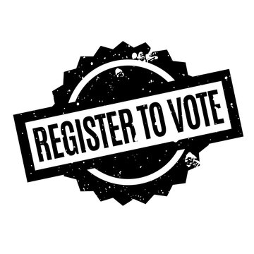 Register To Vote rubber stamp. Grunge design with dust scratches. Effects can be easily removed for a clean, crisp look. Color is easily changed.