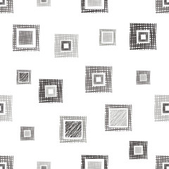 Seamless vector geometrical pattern with rhombus, squares, rectangles endless background with hand drawn textured geometric figures. Pastel Graphic illustration Template for wrapping, web backgrounds