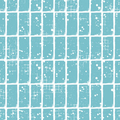 Seamless vector checkered pattern. Creative geometric pastel background with rectangles. Grunge texture with attrition, cracks and ambrosia. Old style vintage design. Graphic illustration.