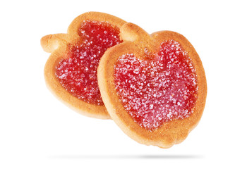 Cookies with fruit jelly, isolated on a white background