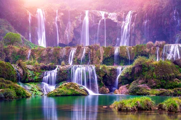 Fotobehang Watervallen Jiulong-waterval in Luoping, China.