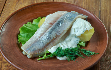 Herring with mustard potato salad