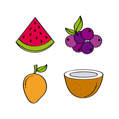 healthy fruits icon set over white background. vector illustration