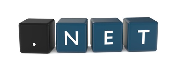 3d illustration of NET domain word or icon from colored cubes