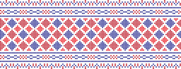 Embroidered cross-national pattern