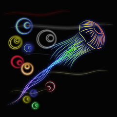jellyfish pattern black background - 140925338