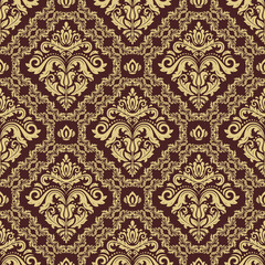 Damask classic golden pattern. Seamless abstract background with repeating elements