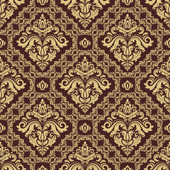 Damask classic golden pattern. Seamless abstract background with repeating elements