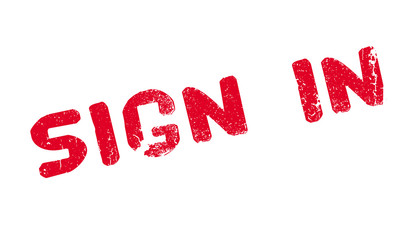 Sign In rubber stamp. Grunge design with dust scratches. Effects can be easily removed for a clean, crisp look. Color is easily changed.