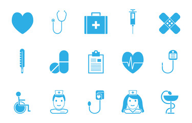Gesundheit und Medizin - Icon-Set (in Blau)