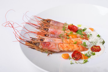 langoustine prawns grilled, white background