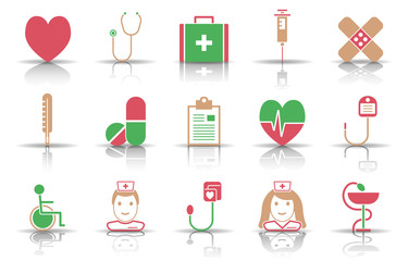 Gesundheit und Medizin - Icon-Set (Bunt)