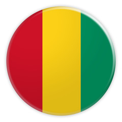 Fototapeta premium Guinea Flag Button, News Concept Badge, 3d illustration on white background