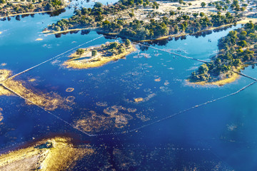 Okavango delta (Okavango Grassland) is one of the Seven Natural Wonders of Africa (view from the airplane) - Botswana