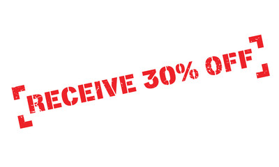 Receive 30 Off rubber stamp. Grunge design with dust scratches. Effects can be easily removed for a clean, crisp look. Color is easily changed.