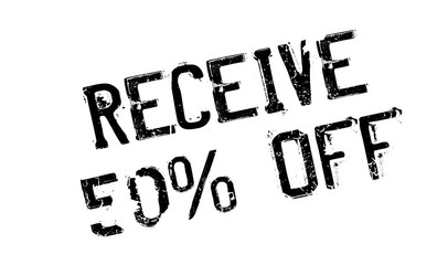 Receive 50 Off rubber stamp. Grunge design with dust scratches. Effects can be easily removed for a clean, crisp look. Color is easily changed.