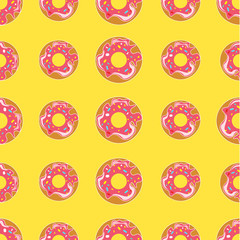 Seamless pattern with donut glaze on a yellow background.
