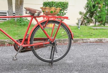 bicycle red classic vintage in former beautiful with copy space for add text
