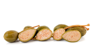 Pickled Caper Berries Isolated on White