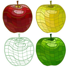 set of mosaic apples. isolated. easy to modify. vector .illustration.