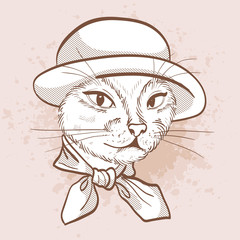 Vector sketch of elegant cat