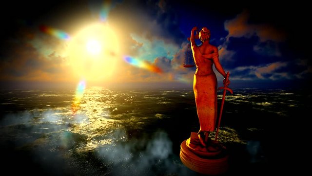 Themis with scale and sword