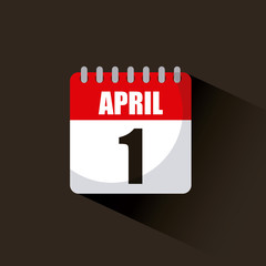 calendar with date of april fools day over black background. colorful design. vector illustration