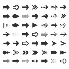 set of 49 black arrow icons