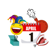 april fools day related icons over white background. colorful desing. vector illustration