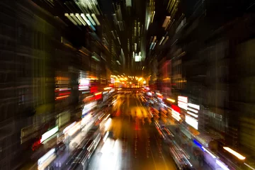 Badezimmer Foto Rückwand Abstract Night Lights in Chinatown New York City NYC © deberarr