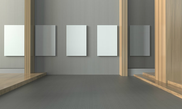 Gallery exhibition and close-up and Picture frame contemporary / Creative minimal Empty Room  