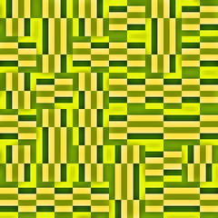 Green geometric pattern.