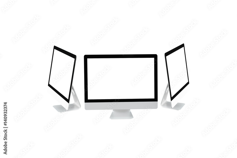 Poster modern computer laptop isolate with clipping mask on white background for mockup ,3d illustration
