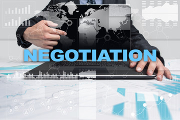 Businessman presenting negotiation concept.