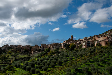 Fototapeta na wymiar View of Old Poggioreale - Sicily - Italy 