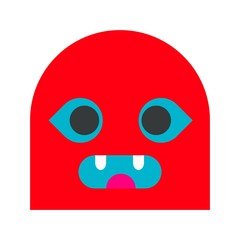 Red Unhappy Ghost with White Teeth and Blue Eyes