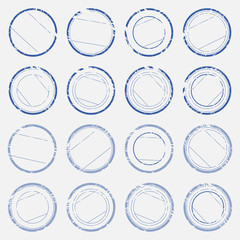 A set of empty stamps with lines