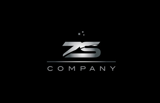 zs z s  silver grey metal metallic alphabet letter logo icon template