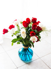 Bouquet of red and white roses 