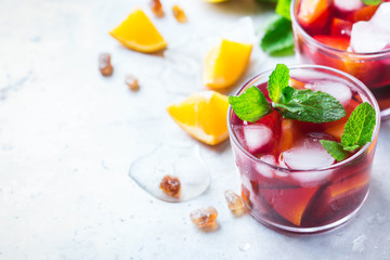 Spanish sangria cocktail and ingredients