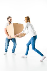 Fototapeta na wymiar Couple with cardboard box