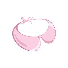 Elegant detachable collar with strings. Elegant accessory. The pink object isolated on white background. Vector illustration in hand drawing style for your design