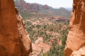 Cathedral rock view from top over the desert valley near Sedona