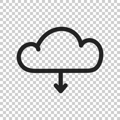 Cloud line icon. Internet download symbol. Flat vector illustration on isolated background.
