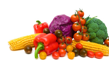 Fototapeta na wymiar Ripe vegetables close-up on a white background.
