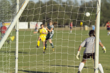 Teen girls soccer match