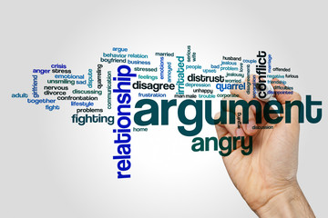 Argument word cloud concept on grey background