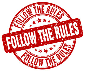 follow the rules red grunge stamp