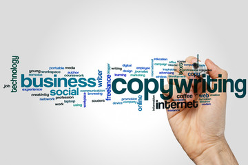 Copywriting word cloud concept on grey background