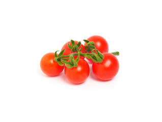 Ripe cherry tomato on white background.